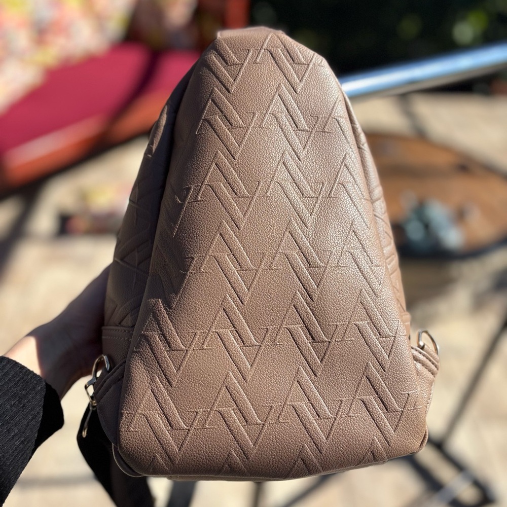 Adrienne Vittadini Brown Quilted Sling Crossbody Bag | Like New Condition - Picture 3 of 12